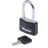 Master Lock 9140EURDBLKLF Key Padlock in Aluminium with Vinyl Cover with Medium Shackle, Black, 4 x 7.6 x 1.3 cm