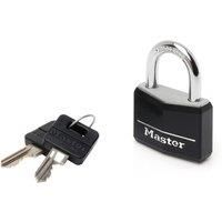 Master Lock 9140EURDBLK Key Padlock in Aluminium with Vinyl Cover, Black, 4 x 5.9 x 1.3 cm