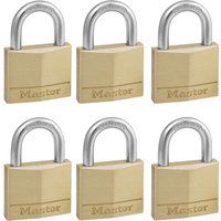 Master Lock MLK140SIX Solid Brass 40mm Padlock 4-Pin - Keyed Alike x 6