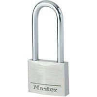 Master Lock 9140EURDLH Key Padlock in Aluminium with Long Shackle, Grey, 4 x 8.9 x 1.3 cm