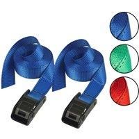 Master Lock 3379EURDATCOL Luggage Strap with easy to use Buckle, Random Color, 5 m x 25mm Strap, Pack of 2
