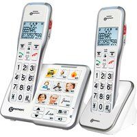 Geemarc Amplidect 595 Photo Twin - Amplified Cordless Telephone and Additional Handset with Customisable Photo Memories - Medium to Severe Hearing Loss - Hearing Aid Compatible - UK version