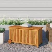 Garden Storage Box with Wheels 113x50x58 cm Solid Wood Acacia