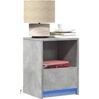 Bedside Cabinet with LED Lights Concrete Grey Engineered Wood