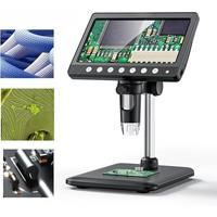 7Inch IPS Digital Microscope 5MP Coin Microscope 1200X Magnifier Video Microscope 8 LED Lights for
