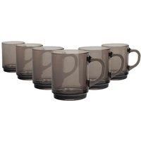 Duralex Versailles Glass Mugs Cups 260ml, Smoke, Set of 6 4020CR06