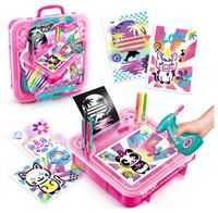 Canal Toys Airbrush Art Activity Case with Electronic Spray, Stencils and Felt-Tip Pens - AIR 017, White