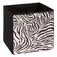 5five Zebra Print Fabric Storage Cube, 31x31cm, Black