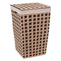 Five Laundry Basket with Woven Lid Natural and Black Height 53 cm