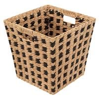 Five – Woven Storage Basket Natural and Black 31 x 31 cm