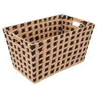 5five Woven Square Design Basket, Extra Large, Black & Natural
