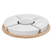 Secret De Gourmet Round Bamboo Snack Set, White