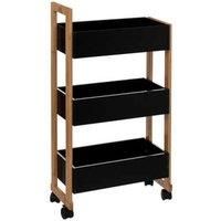 Natureo 3 Tier Bathroom Caddy On Wheels - Black