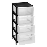 5five 4-Drawer Plastic Storage Unit, Black