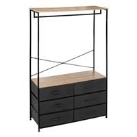 5five Tissa 6 Drawer Open Wardrobe, Black & Natural