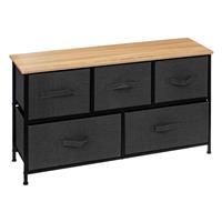 5five Tissa Low 5 Drawer Storage Unit, Dark Grey