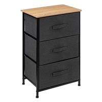 5five Tissa 3 Fabric Drawer Unit, Black & Natural