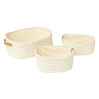 5five Ivoire Rope Baskets, Set of 3, Ivory