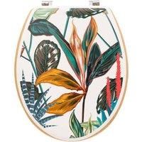 5 five simply smart FIVE23-174693B Five Palawan Decorative Wooden Toilet Seat with Zinc Hinges, Multicolored, cm