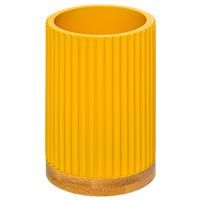 5five Modern Bamboo Toothbrush Holder, Mustard & Bamboo