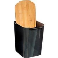 Five Bin with Bamboo Lid 5 L Black, Black, cm