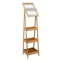 5five Bamboo 3 Shelf Bathroom Storage Unit with Mirror