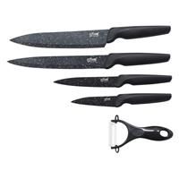 5five Kitchen Knife & Peeler Set, Set of 5, Black