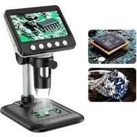 4.3'' IPS Digital Microscope 1600X Magnification 2MP 8LED Electronic Microscopio Repair Coin