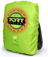Port Designs Be VISIBL Universal High Visibility Rain Cover with On/Off LED Rechargeable for Backpacks up to 25 litres 14/15.6 Inches, Flashy Yellow, 14/15,6 pouces, Rainproof and Flashy Yellow