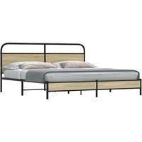 Metal Bed Frame without Mattress Sonoma Oak 180x200 cm Super King