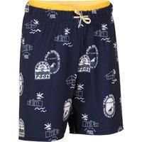Boy's Swim Shorts - 100 Long - Pool Navy Blue / Ochre