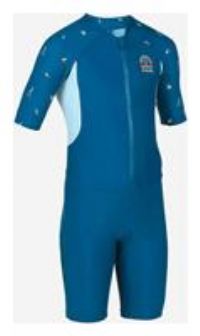 Boy's Wetsuit - Shorty 100 Short Sleeve - Navy Blue / Blue