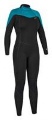 Wetsuit Surf 500 4/3 Backzip Swimsuit Black and Green Womens Olaian