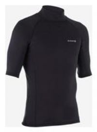 Men's Surfing Short-sleeve Thermal Fleece Top T-shirt 900 - Black