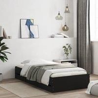 Bed Frame with Drawers without Mattress Black 90x200 cm