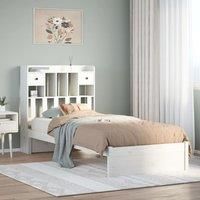 Bookcase Bed without Mattress White 100x200cm Solid Wood Pine