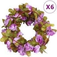 Christmas Flower Garlands 6 pcs Light Purple 250 cm