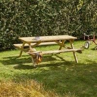 Cerland 6 Seater Romane Wooden Picnic Table with Folding Benches 6ft