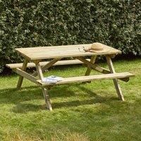 Cerland Alma Wooden Picnic Table 5ft 6 Seater Pressure Treated Outdoor Bench