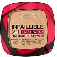 L/'Oréal Paris Infallible 24H Fresh Wear Foundation in a Powder, Full-coverage, Longwear, Weightless Smooth Finish, Water-proof and Transfer-proof, 140 Golden Beige