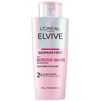 L/'Oreal Paris Elvive Glycolic Gloss Shampoo, With Gloss Complex and Glycolic Acid, Fills and Seals Hair Fibres, For Long-lasting, Smooth and Shiny Hair, Sulphate Free, Ideal for Dull Hair, 200ml
