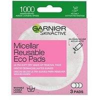 Garnier Micellar Reusable Makeup-Remover Eco Pads, 3 Micro Fibre Pads, Suitable For All Skin Types, 0 Waste Eco-friendly Pads, Ultra Soft 100% Polyester, Up To 1000 Washes Per Pad