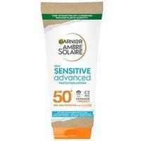 Garnier Ambre Solaire SPF 50+ Sensitive Advanced Sun Cream, For Sensitive Skin, Water Resistant & Non-Greasy Sunscreen, SPF 50 UVA & UVB Protection, Approved by Cruelty Free International, 175ml