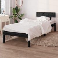 Bed Frame Black Solid Wood Pine 90x200 cm