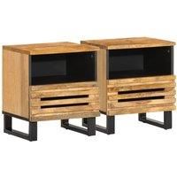 Bedside Cabinets 2 pcs 40x33x46 cm Solid Wood Rough Mango