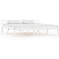 Bed Frame White Solid Pine Wood 180x200 cm Super King