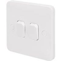 Schneider Electric Lisse White Moulded - Double 2 Way Light Switch, 10AX, GGBL1022S, White