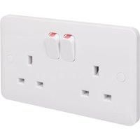 Schneider Electric Lisse White Moulded - Switched Double Power Socket Single Pole 13 A GGBL3020S White