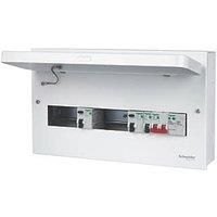 Schneider Electric Easy9 Compact 18-Module 9-Way Part-Populated High Integrity Dual RCD Consumer Unit with SPD (668JE)