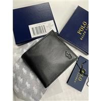 POLO RALPH LAUREN BLACK SOFT PEBBLE "GENUINE " LEATHER WALLET with COIN POCKET